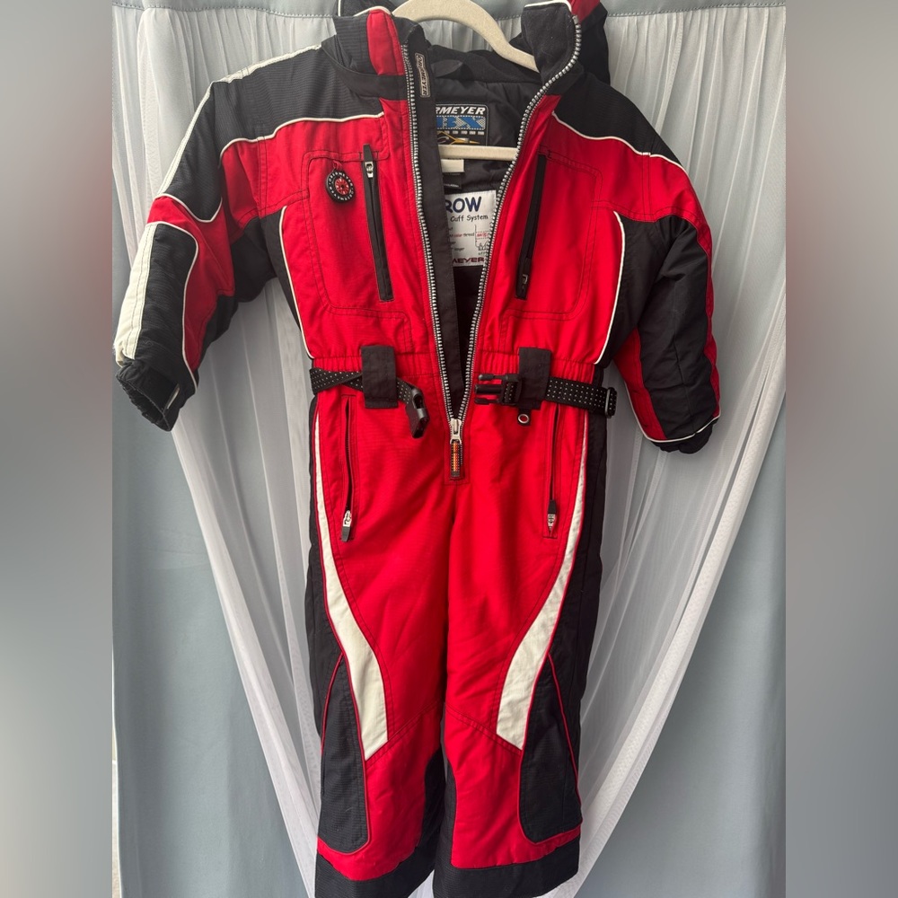 Obermeyer Kids Snowsuit Size 4 Red Hooded Winter Ski Snowboard Suit